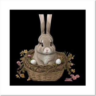 Easter Bunny in a basket Posters and Art